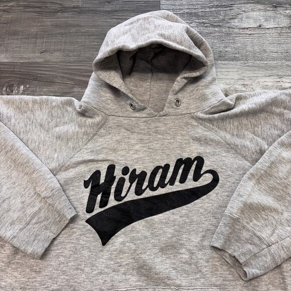 Vintage Champion Hiram Ohio College Gray Mens L Script Sweatshirt Hoodie 70s 80s - Picture 1 of 9